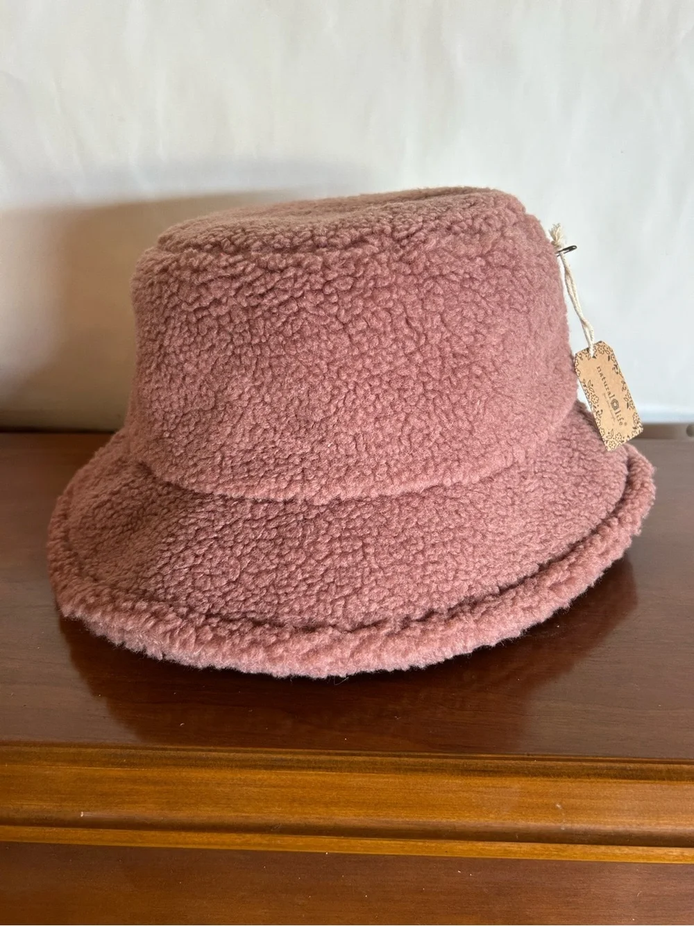 NWT Sherpa Teddy Kids Bucket Hat - Mauve Pink- winter/bohemiam bucket hat